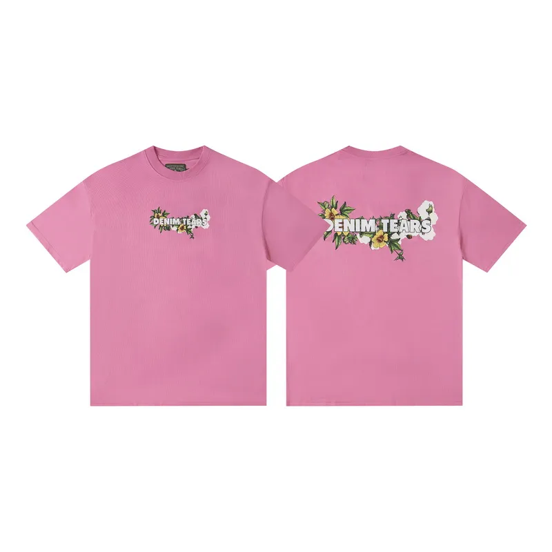 D310 #DENIM TEARS Kapok classic pure cotton loose unisex white short-sleeved T-shirt 38 p100 black, white, green, pink, blue